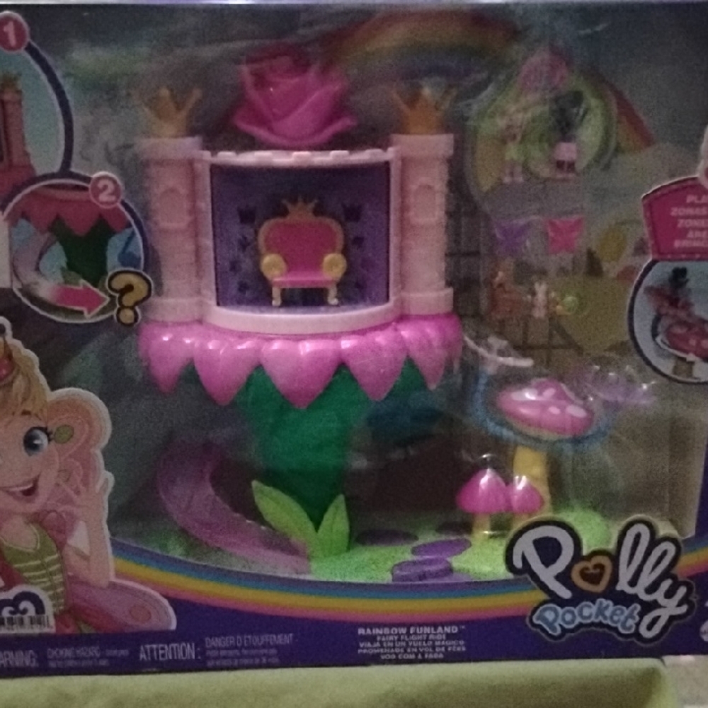 Mattel Polly Pocket Rainbow Funland Playset - Pink and Green